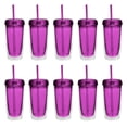 thumbnail image 1 of Double Wall Acrylic Tumblers 16 oz. Set of 10, Bulk Pack - BPA Free, Perfect for Iced Coffee, Soda, Other Hot & Cold Beverages - Purple, 1 of 5