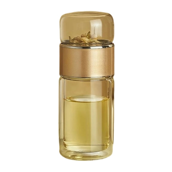 Double Wall Borosilicate Glass Teas Cup With Infuser Lid Portable Design Leakage Proof Bottle For Iced Teas Hot Brewing