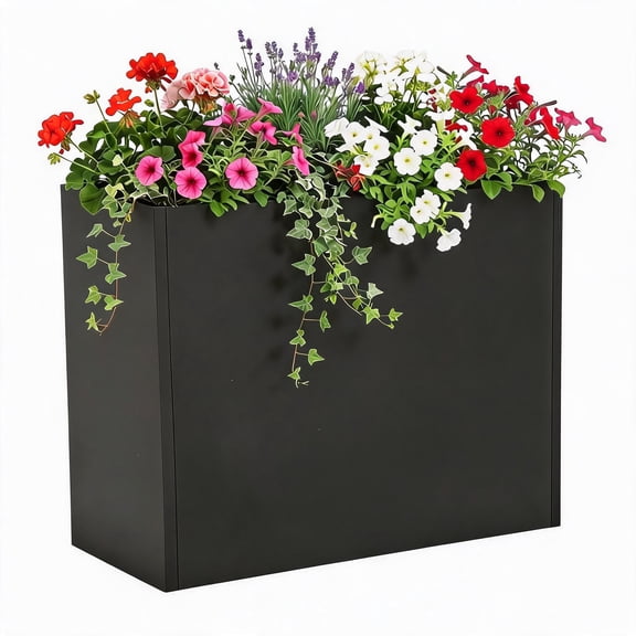 Double-Wall Design Heavy-Duty Metal Planter Box, Rectangular Raised Garden Bed - Iron Outdoor Planter Container for Patio/Backyard/Porch/Deck - for Vegetables, Flowers & Herbs - 40.35x33.07x4.33 in
