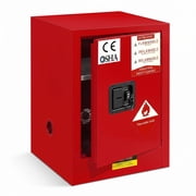 Double Wall Fireproof Flammable Safety Cabinet, Red Steel 4 gallon with Dual Vents & Grounding Clip, Flammable Storage Cabinet 23"h 18.11"d 18.11"w, Industrial Chemical Safety Cabinet for Warehouse