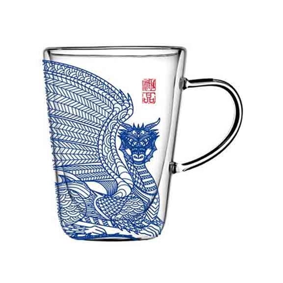 Double Wall Glass Coffee Mug 280ML, Hand-blown Clear Borosilicate Glass Cups with Handle