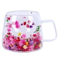 thumbnail image 1 of Double Wall Glass Coffee Mug with Handle, Insulated Clear Floral Tea Cup, Borosilicate Glass Beverage Cup for Coffee, Tea, Milk, Juice, and Daily Drinkware(Pink,200ML / 6.8Oz), 1 of 8