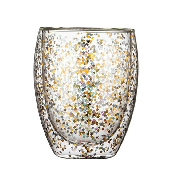 Double Wall Glass Cup Fancy Star Insulated Glass Coffee Mug Milk Cup Tea Cups