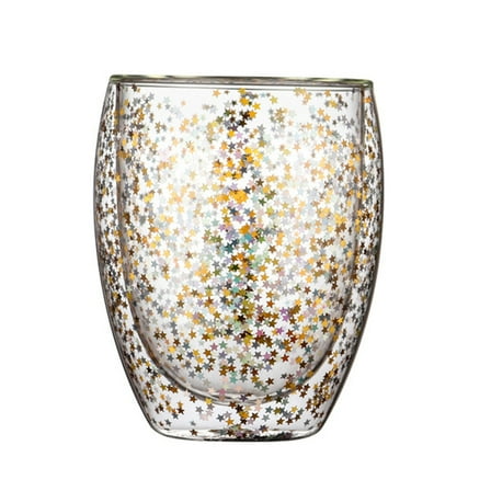 Double Wall Glass Cup Fancy Star Insulated Glass Coffee Mug Milk Cup Tea Cups