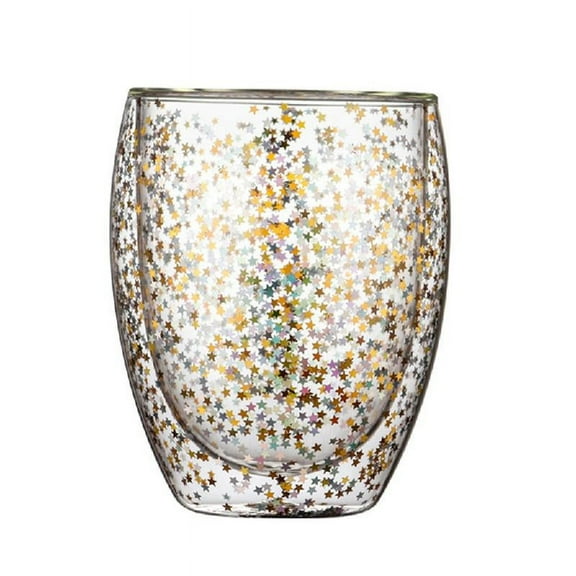 Double Wall Glass Cup Fancy Star Insulated Glass Coffee Mug Milk Cup Tea Cups