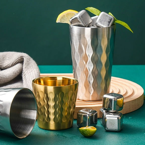 Double Wall Insulated Coffee Cup Stainless Steel Double Bottom Mug Wine Beer Tea 175Ml Silver YIWEI