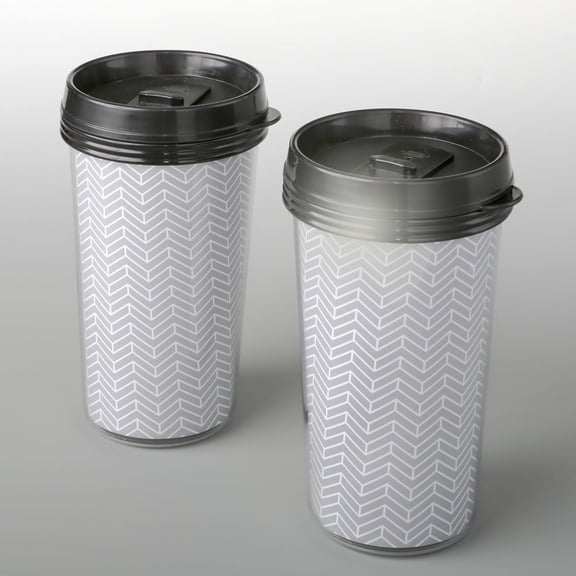 Double Wall Insulated Coffee Cup With Silver Chevron Design , 12