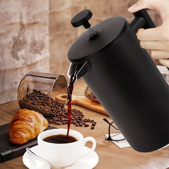 Double Wall Insulated Coffee Press with Easy-Press Mechanism, 33.81 Ounce Capacity, Includes 3 Filters for Bar, Cafe, and Home Use