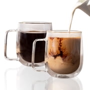 Brod & Taylor Double-Walled Borosilicate Glass 10 oz Mugs, Set of 2