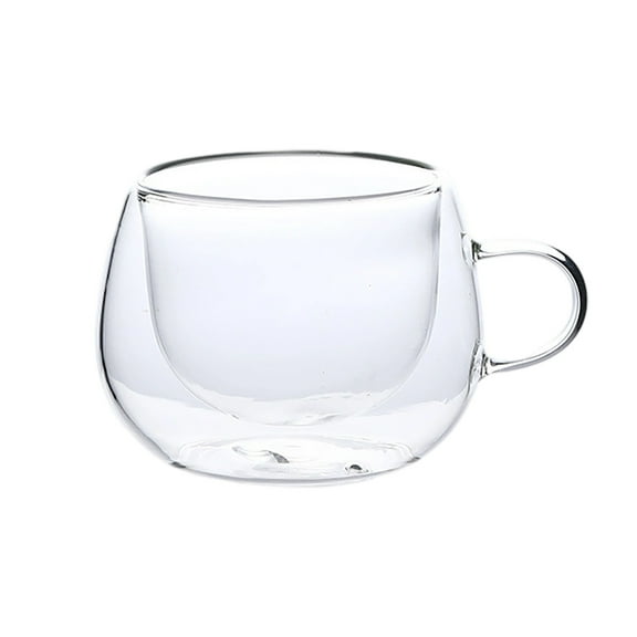 Double Wall Insulated Glass Tea Cups 1PC, Clear Borosilicate Espresso Shot Cups for Espresso Machine, Glass Teacups Coffee Mugs with Handle for Cappuccino Latte, 100ML