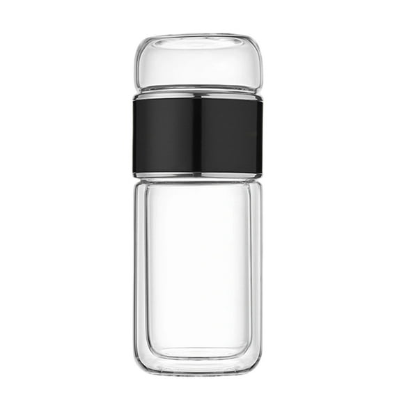 Double Wall Insulated Glass Tea Infuser Bottle with Stainless Steel Filter, Leak-Proof Lid, and Heat-Resistant Borosilicate Glass for Hot and Cold Beverages