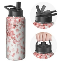 Double Wall Insulated Stainless Steel Sports Flowers Themed Water Bottle with Handle Lids 32oz, Wide Mouth, Leakproof, Keeps Cold 24Hrs Hot 12Hrs for Gym