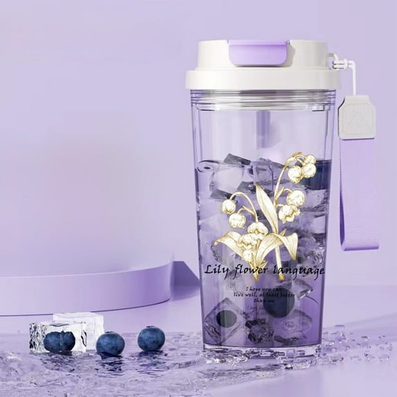 Double-Wall Insulated Tumbler, BPA-Free Plastic Travel Mug with Leak-Proof Design Floral Pattern, Large Capacity Reusable Cup for Hot/Cold Beverages in Car, Office, Outdoor Use