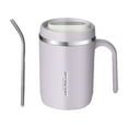 thumbnail image 1 of Double-Wall Insulated Tumbler with Straw 420ml Plastic Cup for Coffee Milk Cold Drinks Leakproof Lid Travel Office Use, 1 of 8