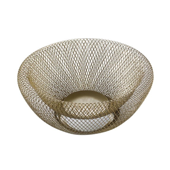 Double Wall Metal Mesh Fruit Bowl, Creative Iron Storage Basket for Fruit and Candy, Fashionable Desktop Decorative Plate for Kitchen and Living Room