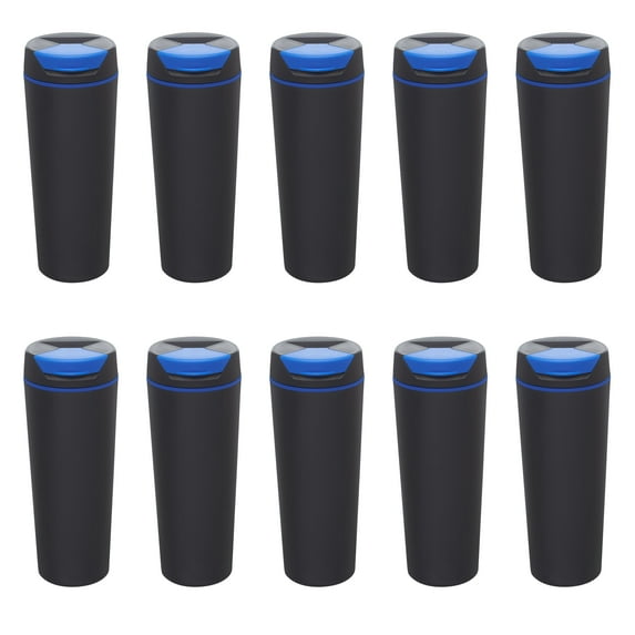 Double Wall Plastic Travel Mugs 18 oz. Set of 10, Bulk Pack - Perfect for Coffee, Soda, Other Hot & Cold Beverages - Black Blue