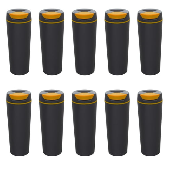 Double Wall Plastic Travel Mugs 18 oz. Set of 10, Bulk Pack - Perfect for Coffee, Soda, Other Hot & Cold Beverages - Black Orange