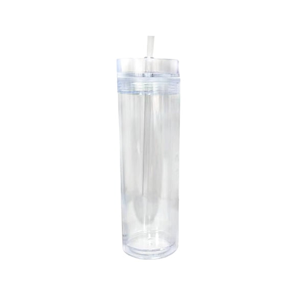 Double Wall Tumbler 16oz, Clear Reusable Cup with Lid and Straw, Straight Sippy Cup for Summer Drinks, Leak Proof Travel Cup