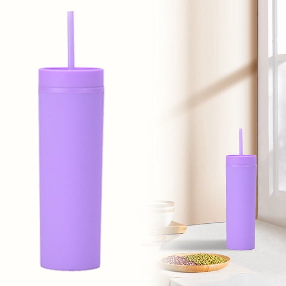 Double Wall Plastic Tumbler, Purple1 Custom Rubber Paint Cup, 16Oz Tumbler with Lid And Plastic Water Coffee Tumbler Cup Water Bottle Slim Double Wall Reusable Plastic Tumbler Cups Travel Mu