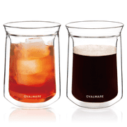 Double Wall Single Lip Insulated Glass Cup, Set of 2 12oz/350ml Borosilicate Glass Mugs