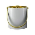 thumbnail image 1 of Double Wall Stainless Steel 1.5 QT Ice Bucket With Lid, Keeps Ice Cold & Dry, Home Bar, Chilling Beer, Champagne, Wine Bottle, White 1.5 QT Ice Bucket with Polished Gold Arch Handle and lid, 1 of 4