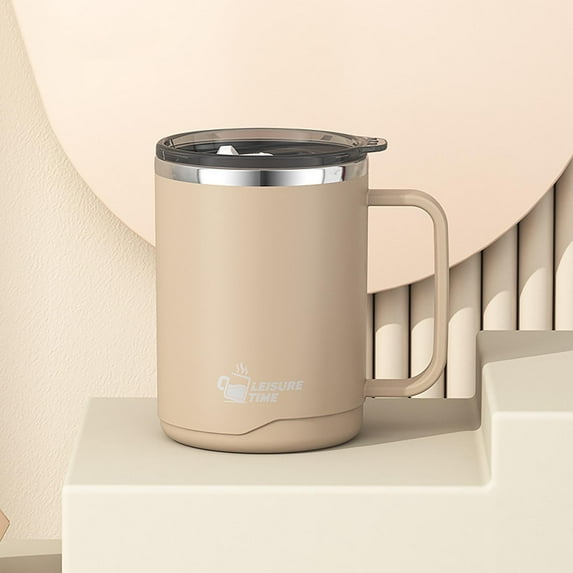 Double Wall Stainless Steel Mug, 17 Oz Vacuum Insulated Travel Tumbler with Handle, Leak Proof Lid for Hot and Cold Coffee Drinks, for Office Car Commuting