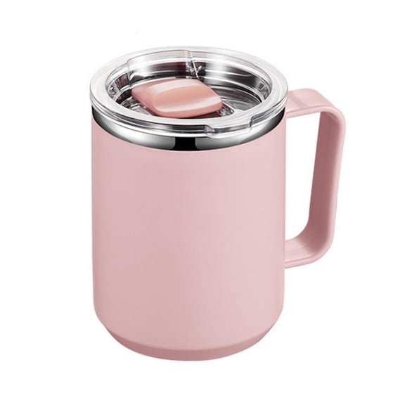 Double Wall Stainless Steel Mug with Handle and Lid Portable Insulated Cup for Outdoor Traveling Drinking Water Tea Cups