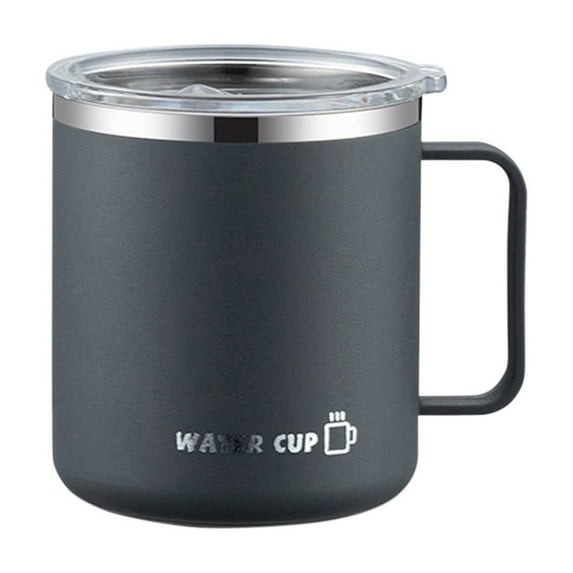 Double Wall Stainless Steel Travel Coffee Mug 14oz Thermal Cup With Handle and Lid Hot Cold Beverage Container (400ML)