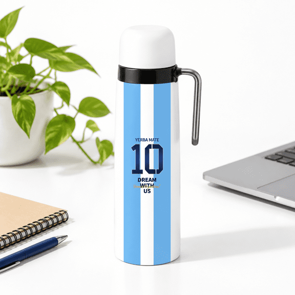 Double Wall Stainless Steel Vacuum Insulated 32oz Mate Bottle, Argentina Captain 10 Style