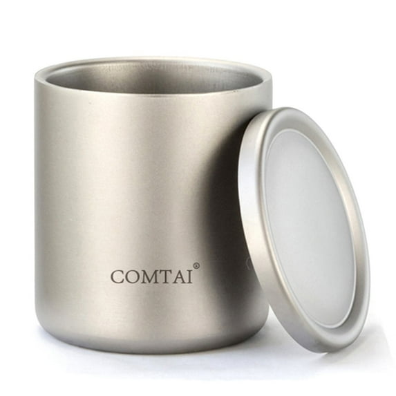 Double Wall Titanium Water Cup Coffee Tea Mug with Lid for Home Outdoor Camping