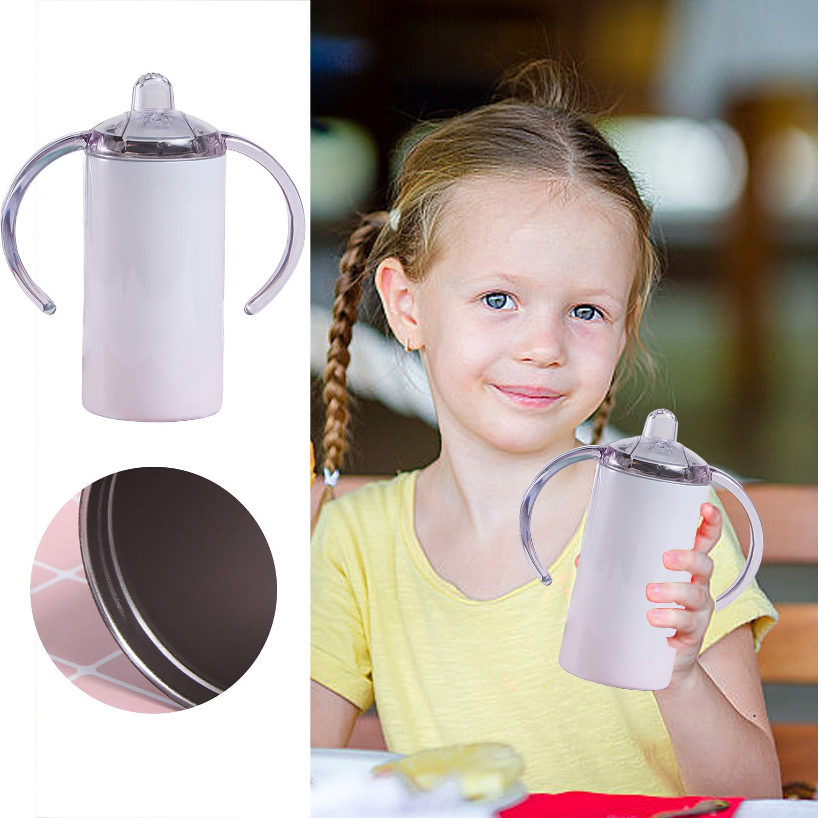 Double Wall Vacuum Insulated Stainless Steel Baby Sippy Tumbler with Nonslip Base for Secure Handling