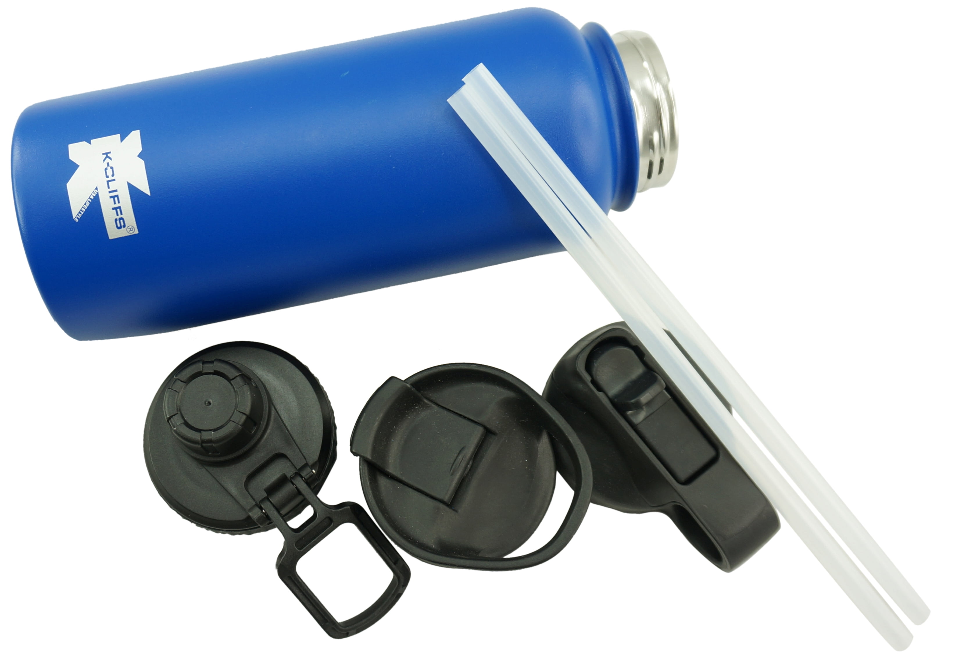 K-Cliffs Double Wall Vacuum Insulated Water Bottle 32oz Blue with 3 ...