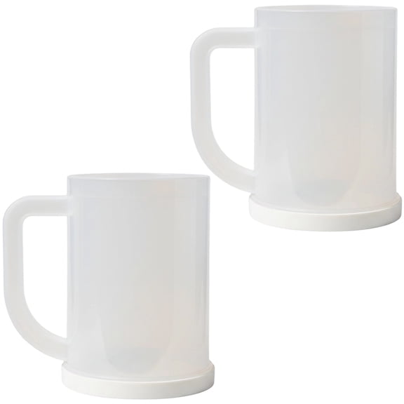 Double Walled Beer Mug for Freezer, Clear Beer Mug Frozen Cup with Handle, Freezer Beer Cup, Whiskey Drinks Iced Cup Freezable Wine Cup