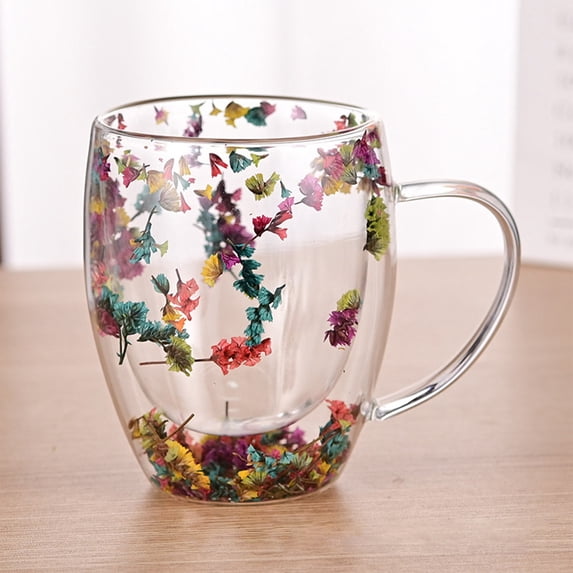 Double-Walled Borosilicate Glass Cup with Handle, Insulated Clear Coffee Mug for Hot & Cold Drinks