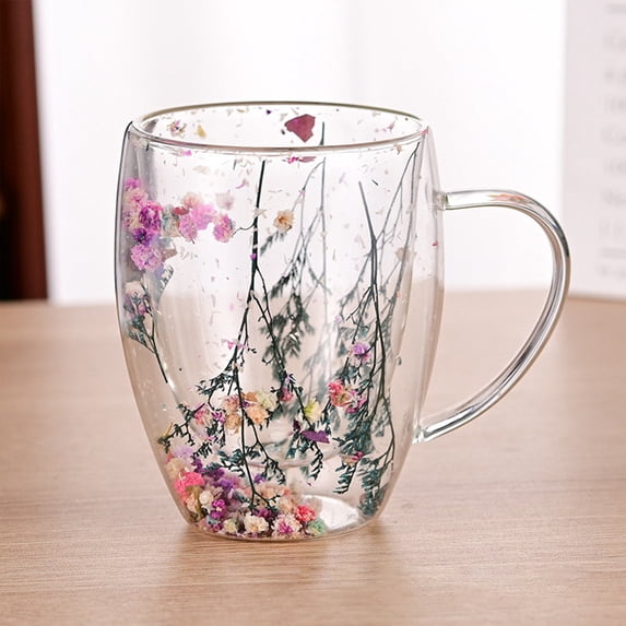 Double-Walled Borosilicate Glass Cup with Handle, Insulated Clear Coffee Mug for Hot & Cold Drinks