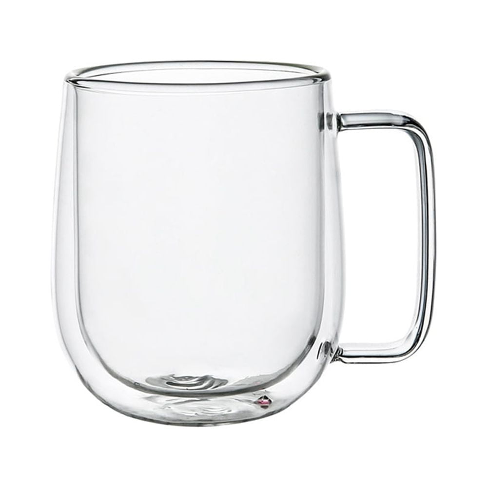 Double Walled Coffee Cups Glasses Mugs, 350ml Espresso Cappuccino Latte Tea Cups with Handle, Heat Resistant Borosilicate Clear Glasses