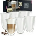 thumbnail image 1 of Set of 6 Double-Walled Coffee Glasses 300ml – Insulated Clear Cups, Heat Safe, 1 of 8