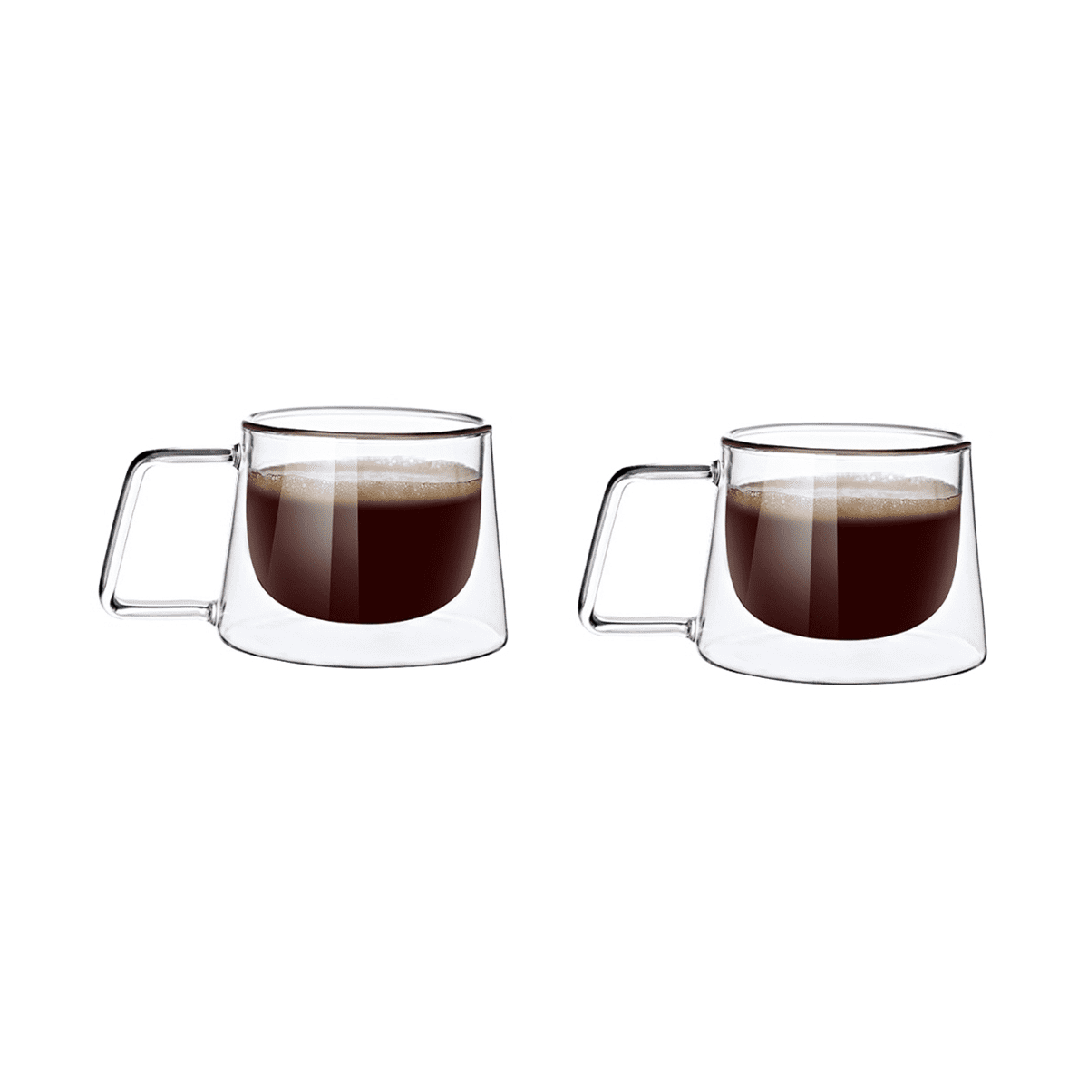Double Walled Coffee Mug, 2 Coffee Cups with Handle, Dishwasher Safe
