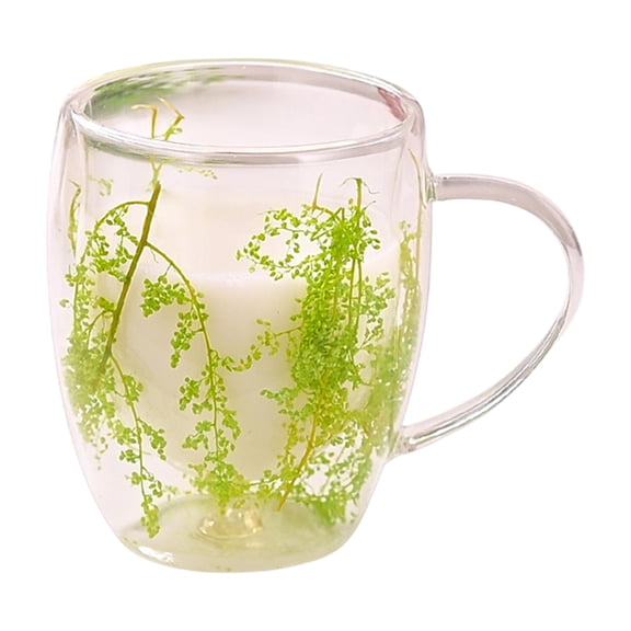 Double Walled Coffee Mugs, Dried Flower Espresso Cups For Cappuccino, Artistic Glass Espresso Cup For Cappuccino Coffee Tea Milk