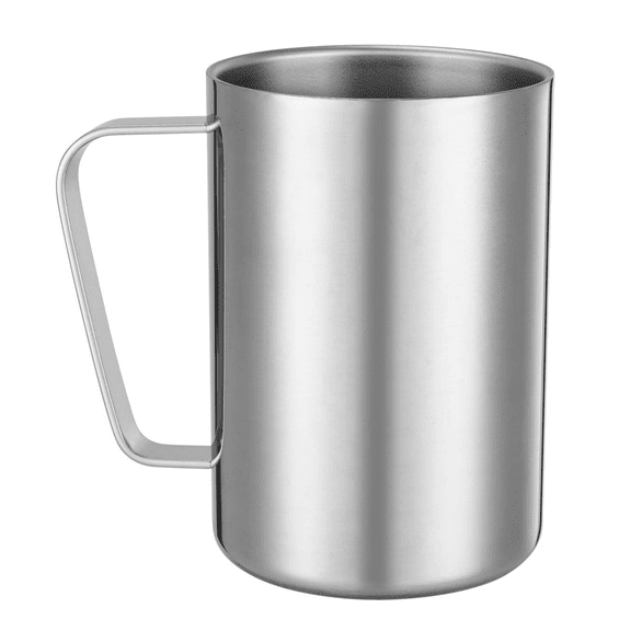Double Walled Cups Camping Mug,17oz/500ml Stainless Steel Coffee Mug with Handle for Home Camping Travel Outdoors RV,Silver