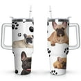 thumbnail image 1 of Double-Walled Dog Lover Coffee Tumbler 40oz - Durable Stainless Steel Mug with Handle & Straw - Cute Gift for Women, 1 of 7