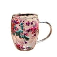 thumbnail image 1 of Double Walled Glass Coffee Mugs with Handle, Clear Insulated Cups with Flowers, 350ml Heat Resistant Cups for Espresso, Cappuccino, Tea, Latte - Gift for Mom, Wife, Women, 1 of 5