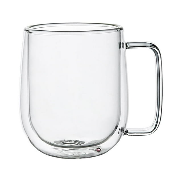 Double Walled Glass Coffee Mugs with Handle Spoon,Insulated Layer
