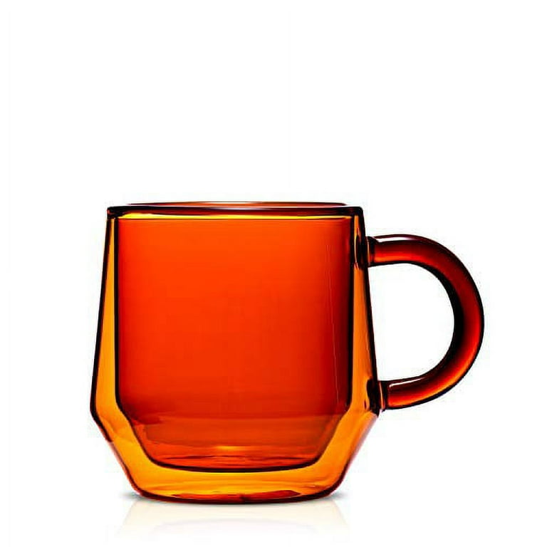 Double Walled Glass Coffee Mugs by Hearth I 2, 6oz Amber Insulated Coffee  Mugs With Handles I Perfect As Glass Tea Cups & Latte Cups