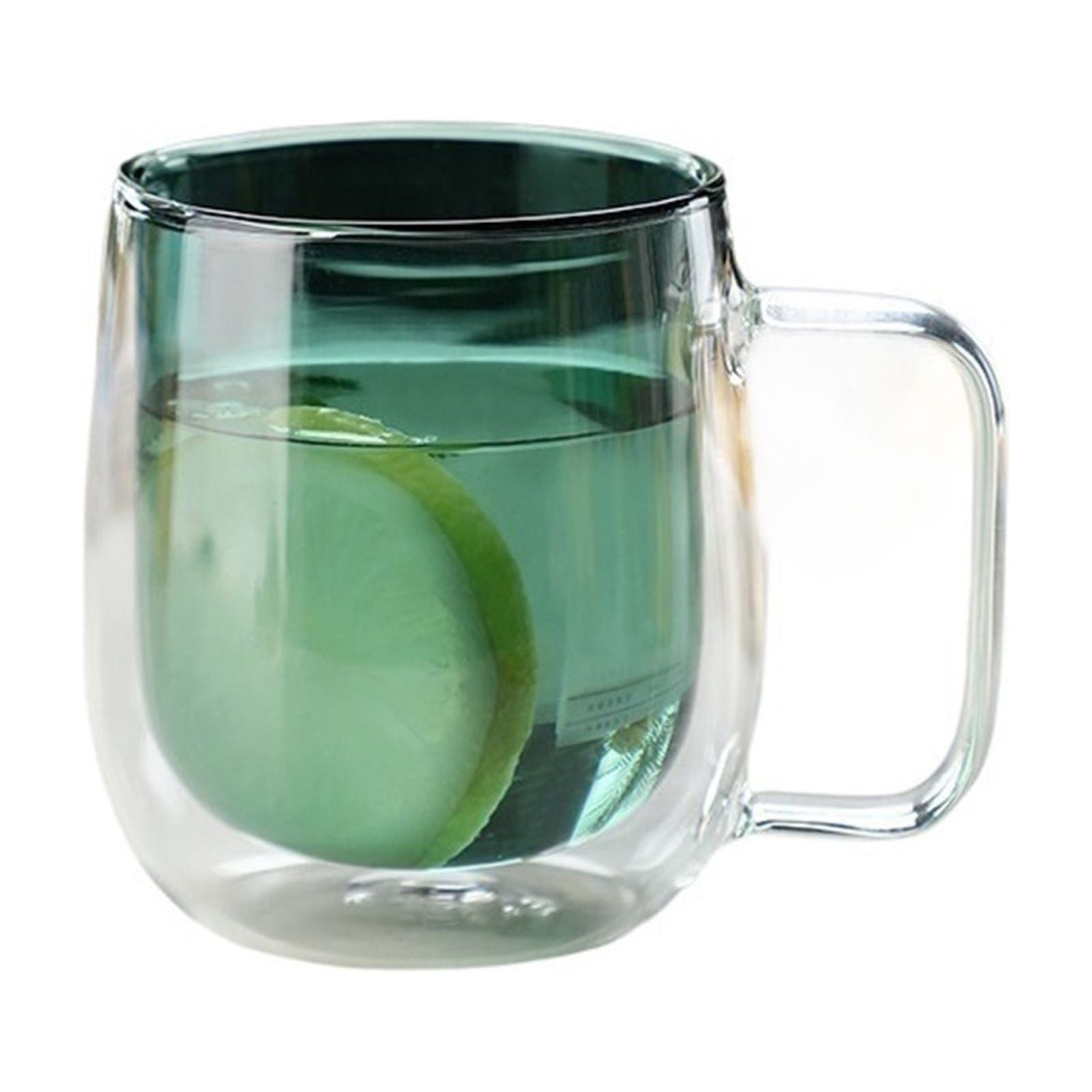 Double Walled Glass Coffee Mugs with Handle, 8.8 Oz Colored Borosilicate Glass Cups for Hot Cold Beverages, Cappuccino, Latte and Tea