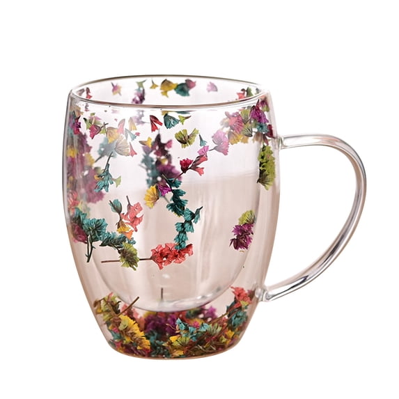 Double Walled Glass Coffee Mugs with Handles, Large Insulated Layer Coffee Cups, Clear Borosilicate Mugs, Perfect for Cappuccino, Tea, Microwave Safe