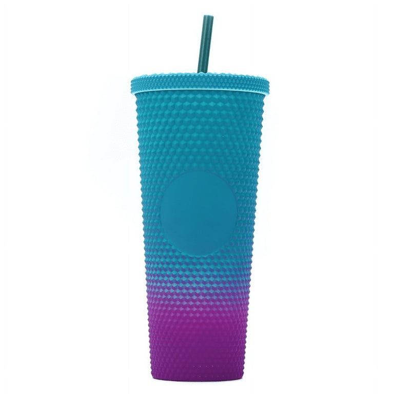 Reusable Iced Coffee Cup (24 Oz/Venti), Leak Proof and Double Wall  Insulated Iced Coffee Tumbler, Come with Reusable Plastic and Metal Straws  and Straw Cleaner Clear 24.0 ounces