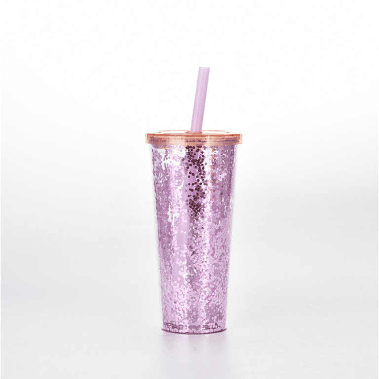 Double Walled Glitter Tumbler ,Insulated Acrylic Tumblers with Lid &  Straw,Purple Plastic Tumblers ,Christmas Tumblers,Reusable, Leak-Proof,  Travel, Clear Plastic, Slim (1 Pack,24oz) - Walmart.com