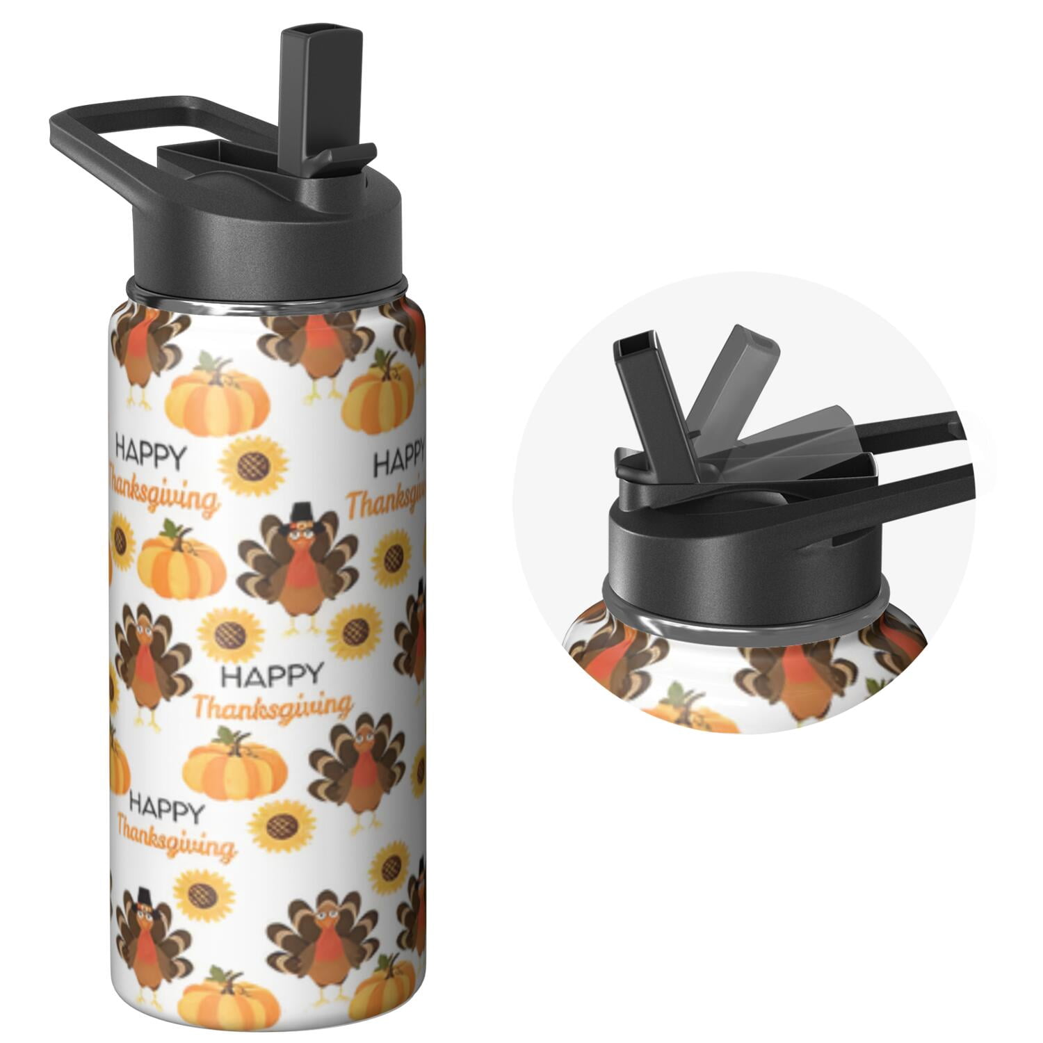Double Walled Insulated 18oz Stainless Steel Sports Holiday Gifts Themed Water Bottle with Handle Lids Wide Mouth, Leakproof, 24Hrs Cold 12Hrs Hot, Gym Flask for Holiday Gifts Themed Lovers