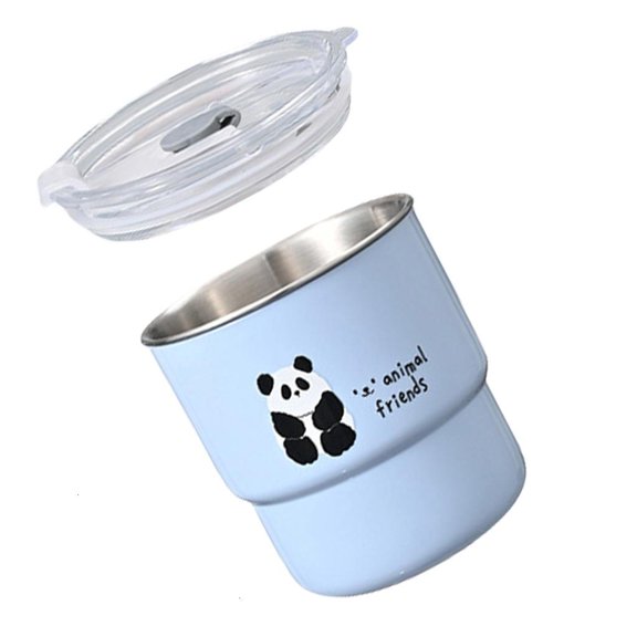 Double Walled Insulated 304 Stainless Steel Coffee Mug with Lovely Crocodiles Panda Pattern for Home Office or Travel